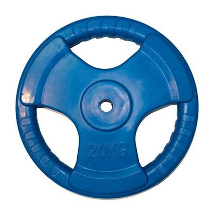 Диск обрезиненный (три хвата, цветной) D26 мм PROFI-FIT 20 кг