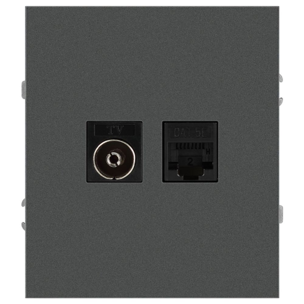 Розетка ЭРА Arktik 16-3110-06 комбинированная RJ45+TV графит | Эра Arktik