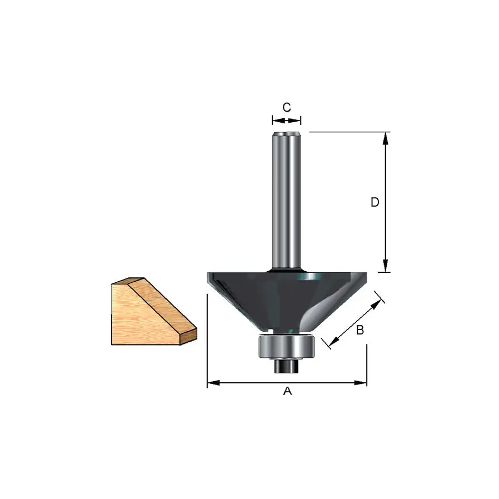 Фреза кромочная конусная с опорным подшипником 13х32х9,5/6 мм; 45° Makita D-09488