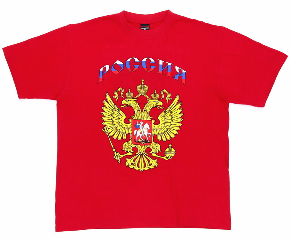 Футболка Россия с гербом красная