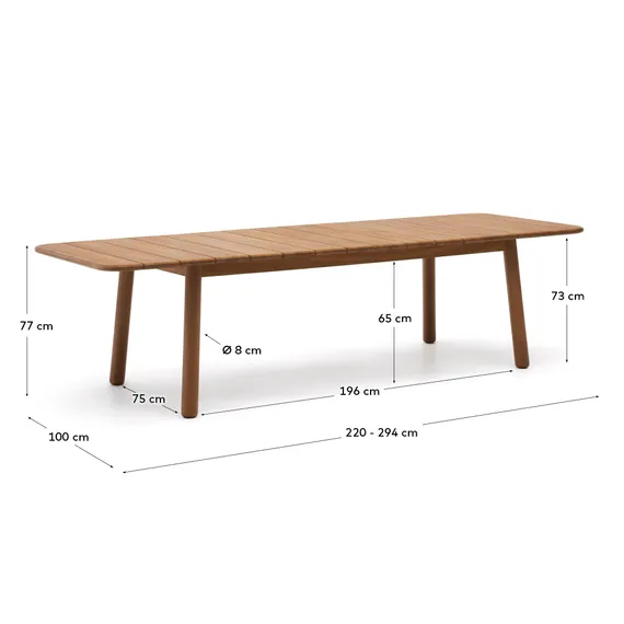 Раздвижной стол Turqueta 220-294x100 см из массива тика