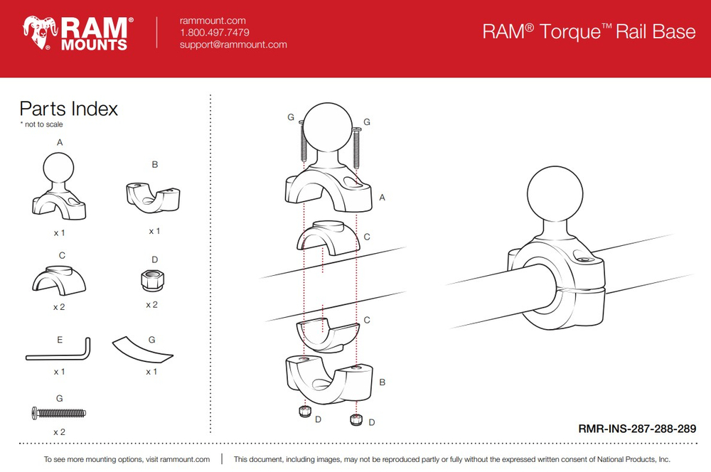 Крепление для смартфона RAM MOUNTS X-Grip Large с основанием Torque™ Medium Rail Base и коротким рычагом