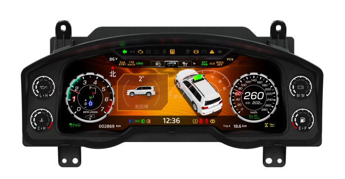 Электронная панель приборов Toyota Land Cruiser 200 2007-2015 - Kuberg с 12.3" экраном