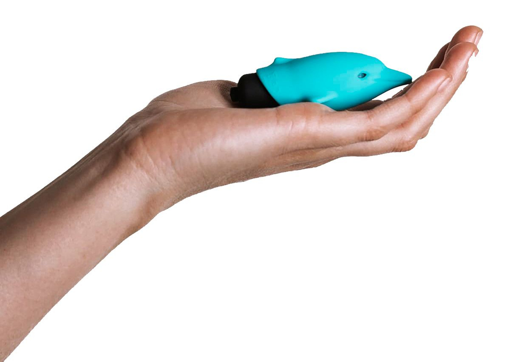 Голубой вибростимулятор-дельфин Lastic Pocket Dolphin - 7,5 см. (Цвет: голубой)