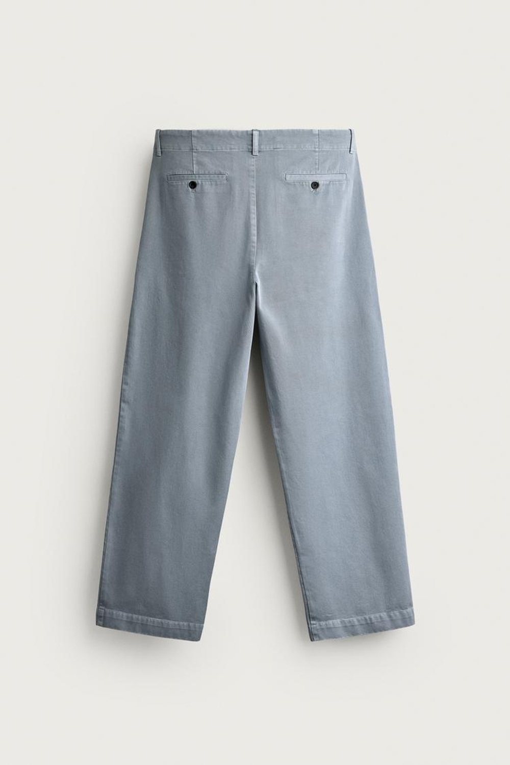 ZARA БРЮКИ ЧИНОС RELAXED FIT С ЭФФЕКТОМ ПОТЕРТОСТИ, ЛИНЯЛЫЙ ГОЛУБОЙ