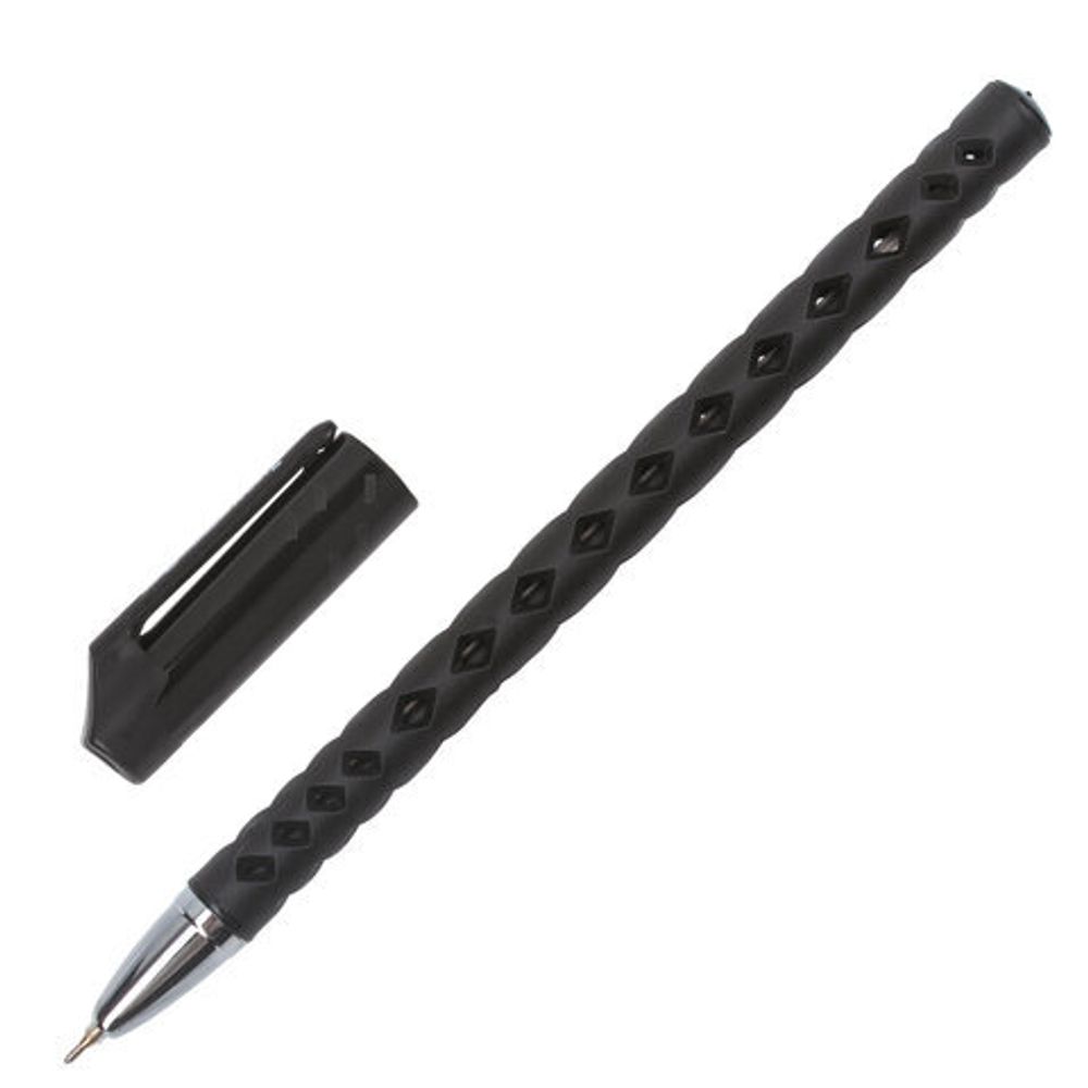 Ручка шариковая масляная BRAUBERG "Orient", 1шт, ЧЕРНАЯ, корпус черный, игольчатый узел 0,7 мм, линия письма 0,35 мм, 143000