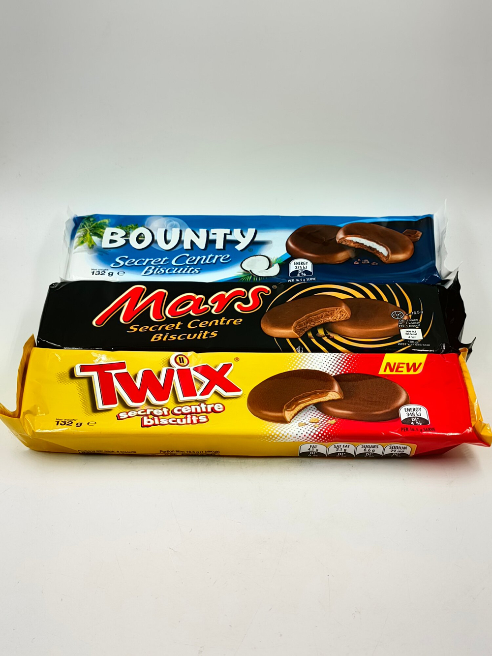 Набор печенья Mars, Bounty, Twix secret centre biscuits. 132 г х3 шт   396 г (Великобритания)