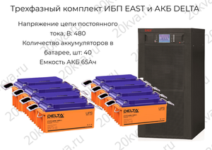 Трехфазные комплекты мощностью 160 кВА ИБП EAST и АКБ DELTA