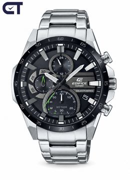 CASIO EQS-940DB-1AVUDF EDIFICE мужские наручные часы — солнечный стальной хронограф с чёрным циферблатом