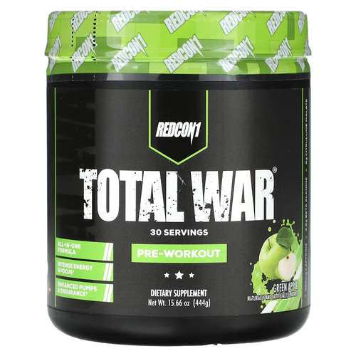 Redcon1, Total War®, предтренировочный комплекс, со вкусом зеленого яблока, 444 г (15,66 унции)