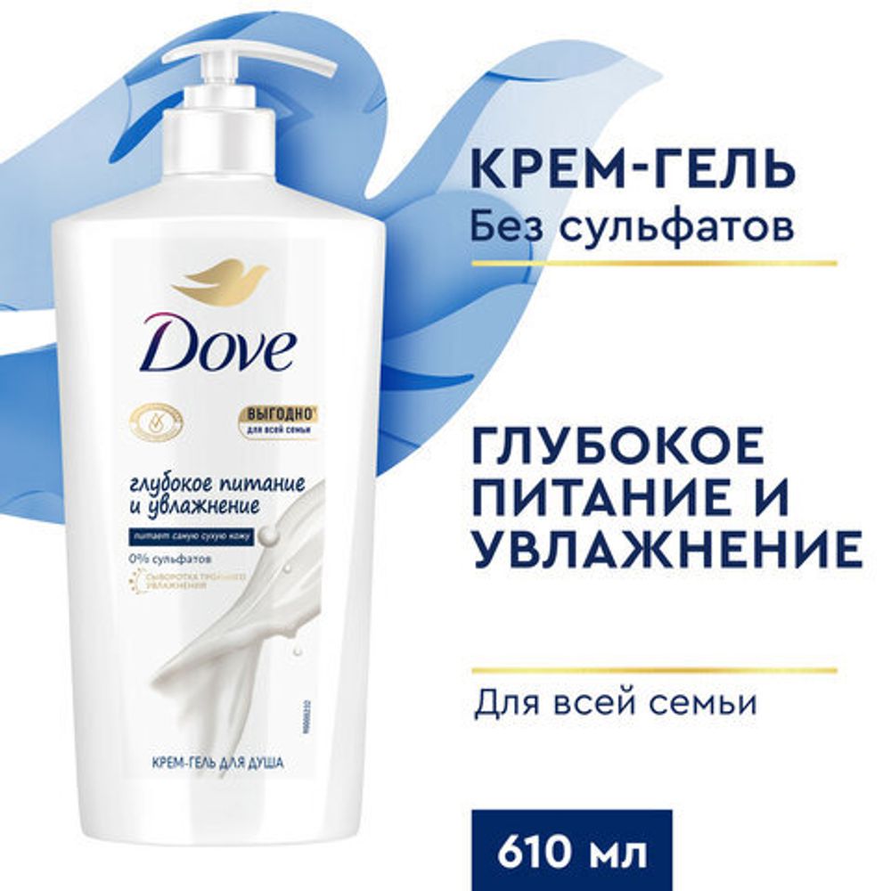 Крем-гель для душа 610 мл, DOVE "Глубокое питание и увлажнение"