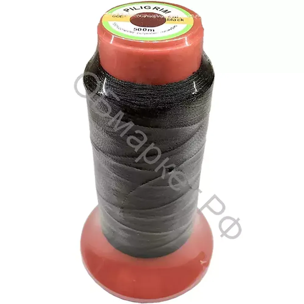 Нитки швейные лавсан Piligrim 40e 500м, чёрный (К040)
