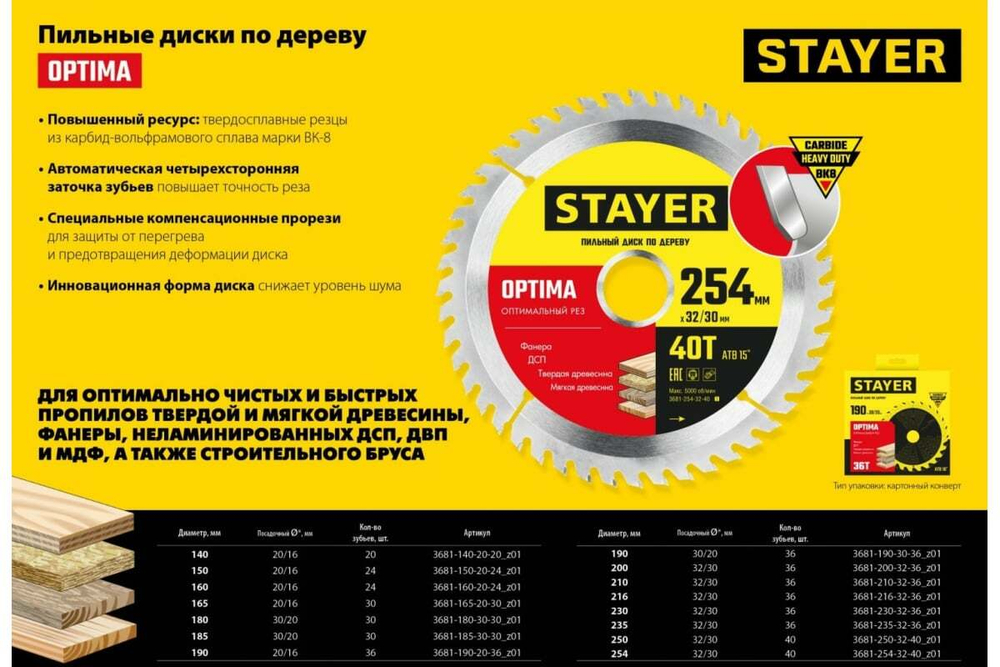 Диск пильный по дереву STAYER Optima 235x32/30 мм, 36Т 3681-235-32-36_z01