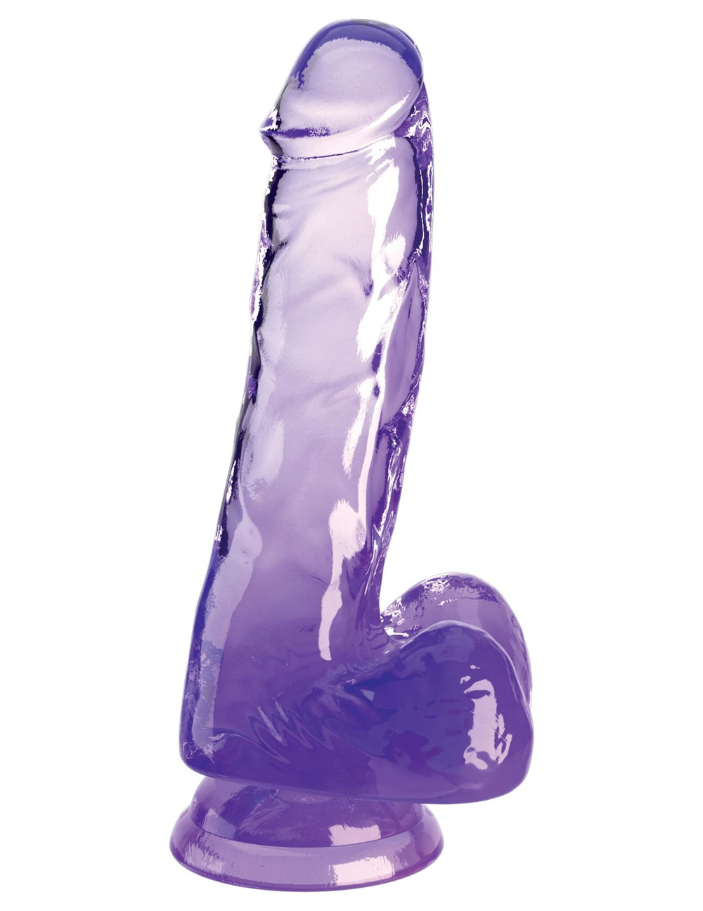 Фиолетовый фаллоимитатор с мошонкой на присоске 6’’ Cock with Balls - 17,8 см. (Цвет: фиолетовый)