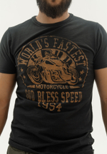 Футболка Bowery NYC "God Bless Speed" Slub Pirate Black