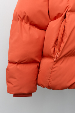 ZARA СТЕГАНАЯ КУРТКА С КАПЮШОНОМ WATER REPELLENT, ОРАНЖЕВЫЙ