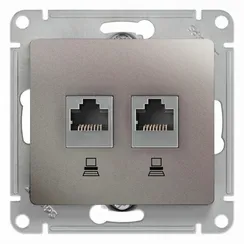 Розетка компьютерная RJ45 + RJ45 Cat 5e Systeme Electric Glossa Платина GSL001285KK