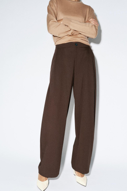ZARA БРЮКИ BARREL СО СКЛАДКАМИ, КОРИЧНЕВЫЙ