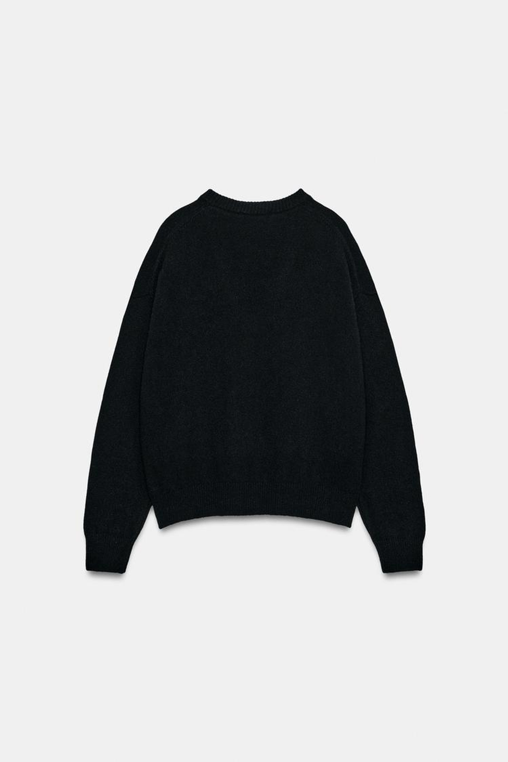 ZARA СВИТЕР ИЗ КАШЕМИРА И ШЕРСТИ С V-ОБРАЗНЫМ ВЫРЕЗОМ, ЧЕРНЫЙ