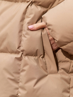 Пуховик средней длины с поясом Sesame Beige