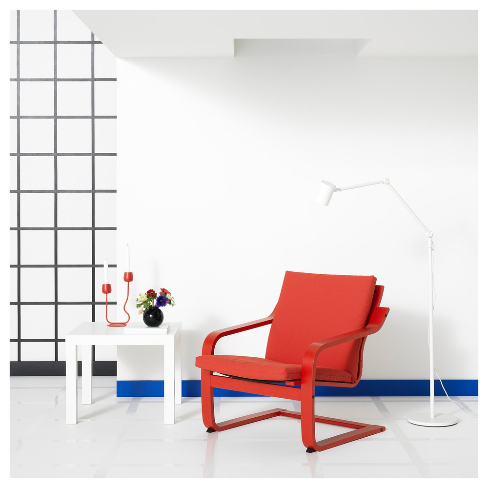 IKEA POÄNG  (ИКЕА ПОЭНГ)  -  Подушка на кресло с низкой спинкой - Vissle красная