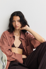 Рубашка оверсайз из смеси со льном - H&M