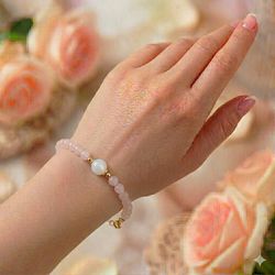 Браслет из розового кварца и лунного камня