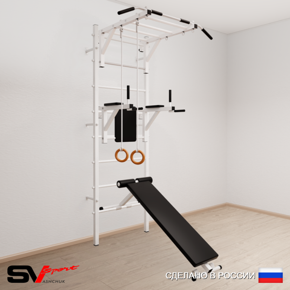 Шведская стенка Sv Sport усиленная 651 (Турник рукоход/Брусья/Скамья/Кольца)