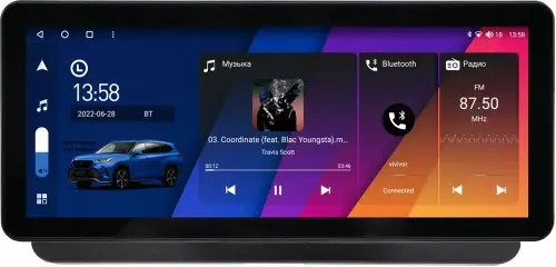 Магнитола для Toyota Corolla E210 2019-2024+, Corolla Cross - Canbox H-Line 2030 монитор 12.3" QLED в стиле Audi на Android 10, Быстрая, ТОП-процессор, CarPlay, 4G SIM-слот