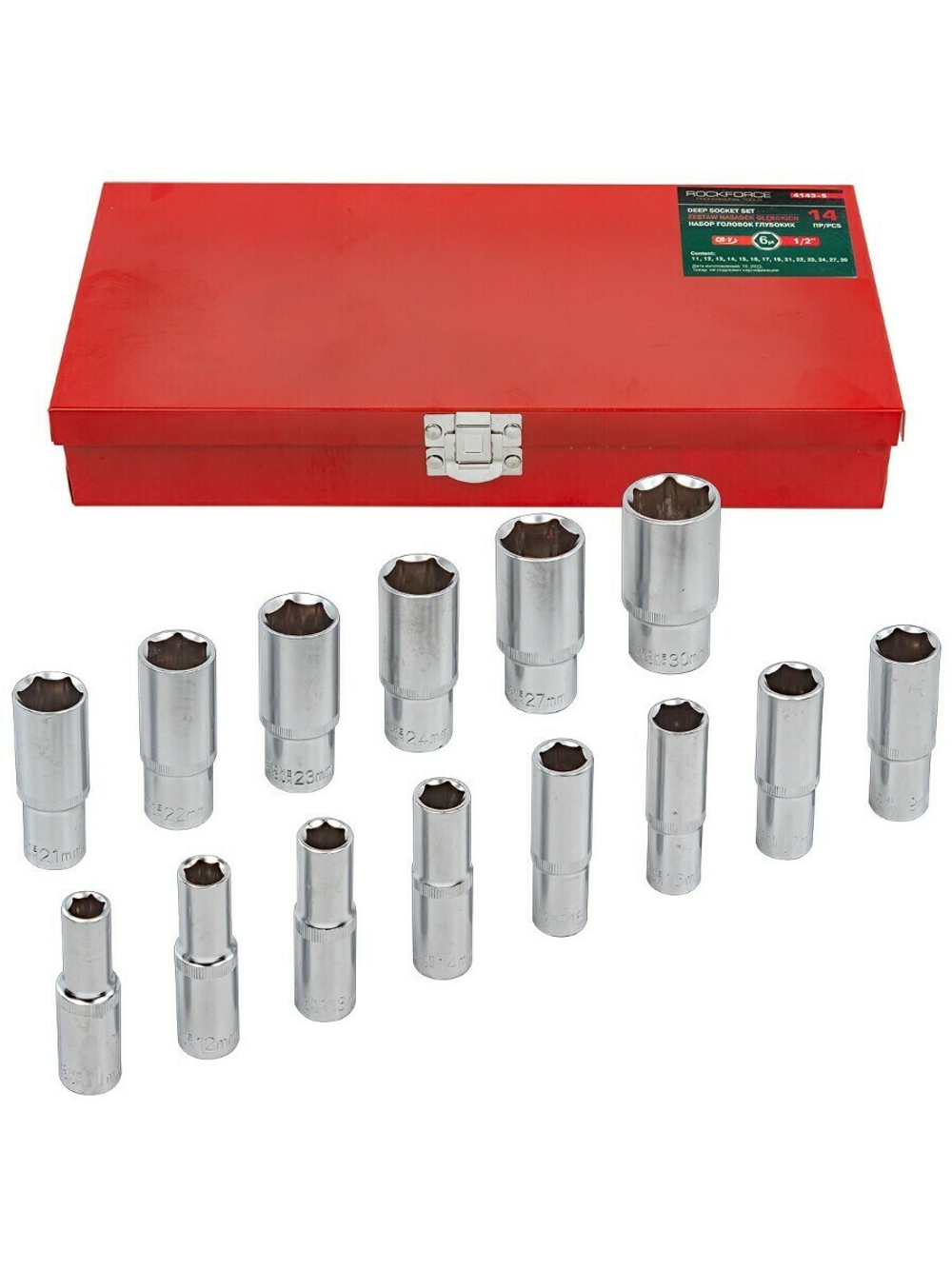 Набор головок глубоких 14пр. 1/2''в мет.кейсе RockForce RF-4143-5