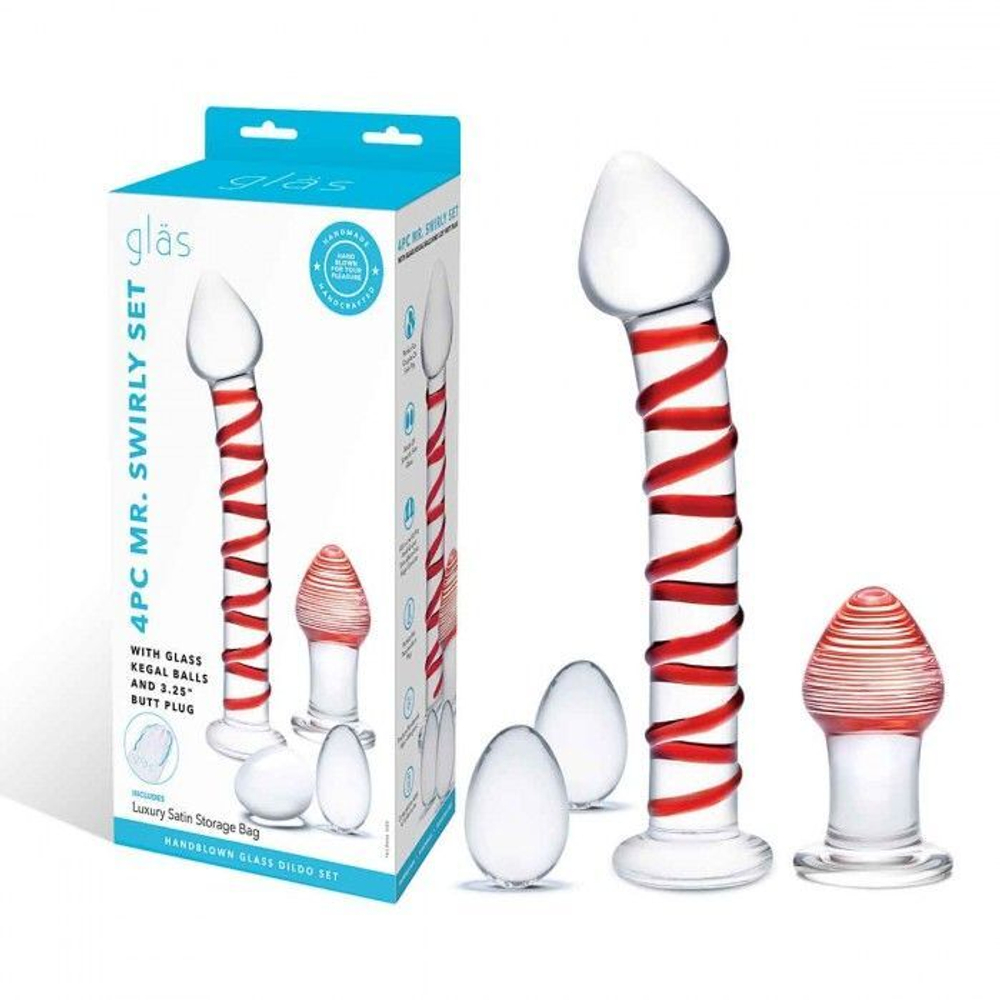 Набор из 4 стеклянных предметов Mr. Swirly Set (Цвет: прозрачный)