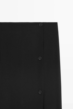 Massimo Dutti Юбка-миди с пуговицами, черный