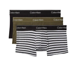 Боксерки теннисные Calvin Klein Icon Cotton Stretch Script Low Rise Trunks 3P - black/triple stripe black/olive night