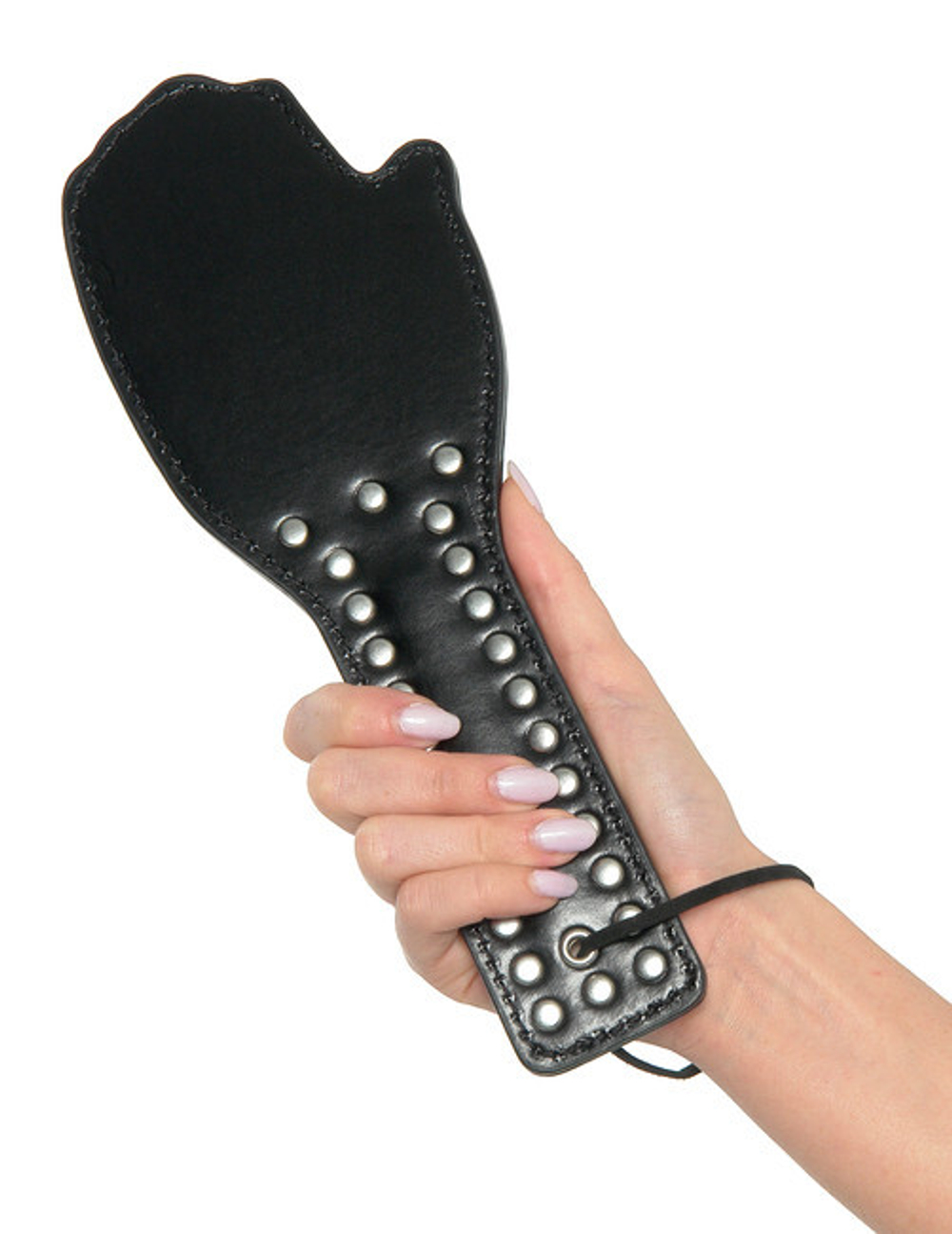 Шлепалка в виде ладони Spank Me Paddle (Цвет: черный с серебряным)