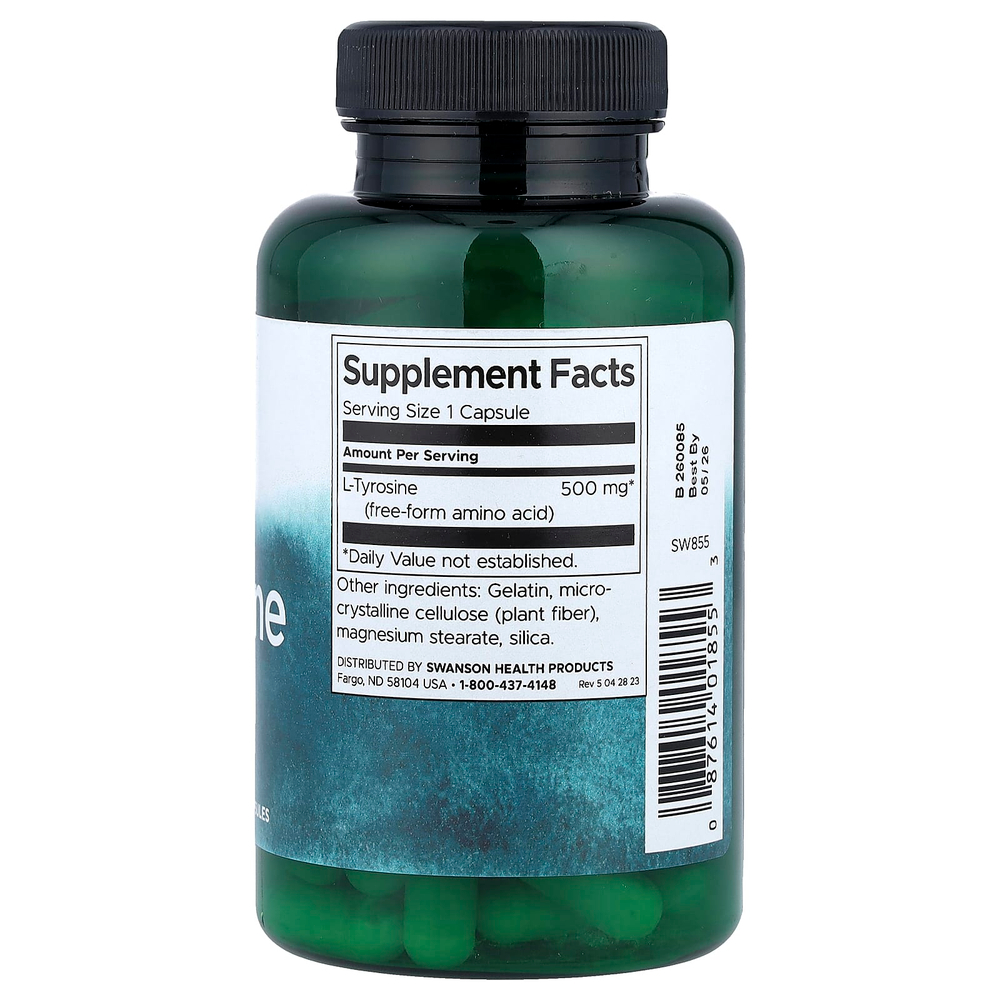 Swanson Vitamins, L-тирозин, 500 мг, 100 капсул