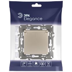 Розетка ЭРА Elegance 14-2103-04 с заземлением 2P+E Schuko со шторками с крышкой 16A-250В IP20 шампань | Эра Elegance