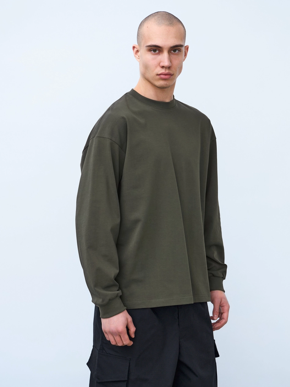 Лонгслив оверсайз (хаки) 230 г