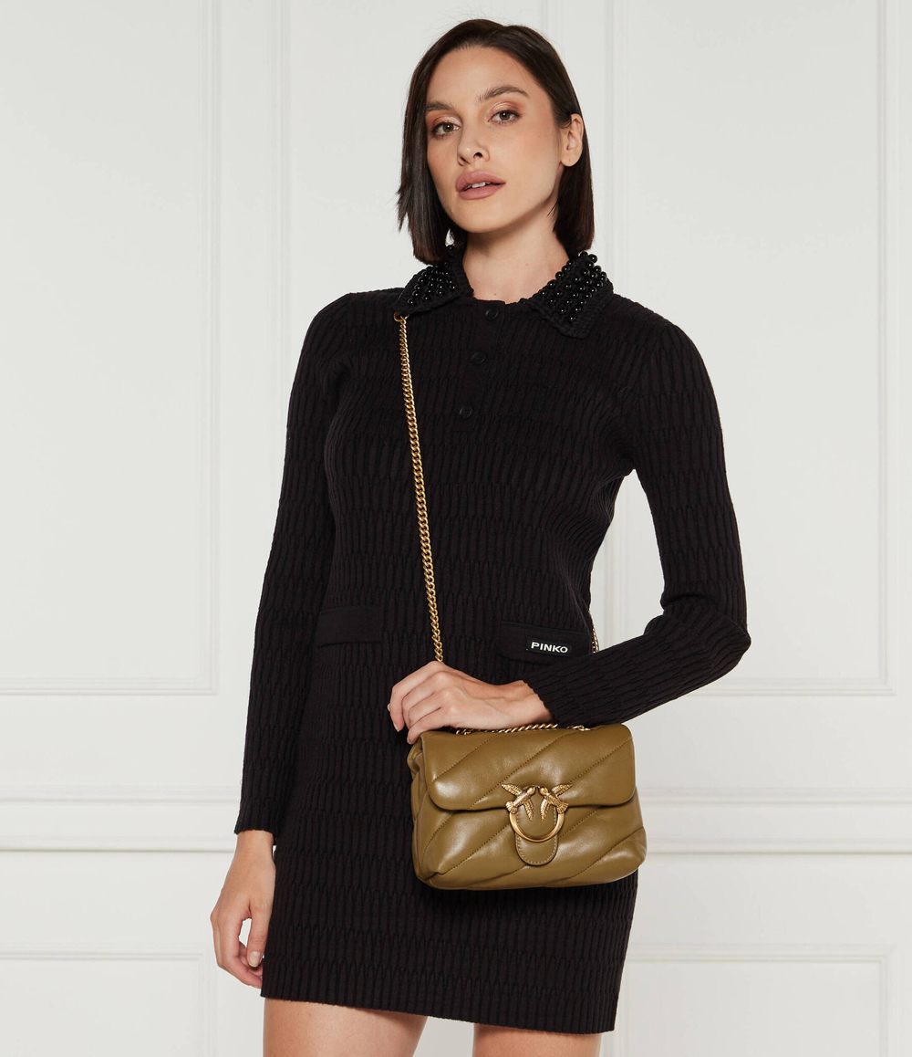 Кожаная сумка через плечо Love puff mini Cl Pinko - оливковый(100039 A0F2)