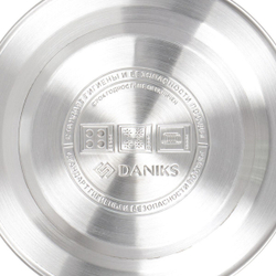 Чайник нерж, 3 л, свист, ручк с силик покр, Daniks, индукц, черная кожа, MSY-075B
