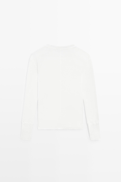 Massimo Dutti Футболка с длинными рукавами и манжетами, белый
