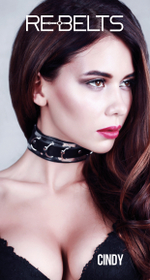 Ошейник черный с зеркальным элементом Cindy Black 7731rebelts