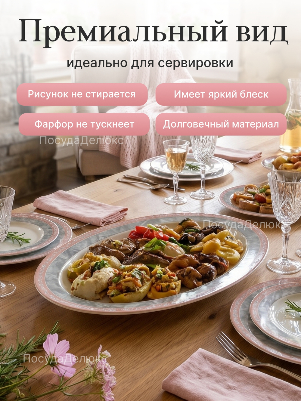 Блюдо овальное "Jana" Серый мрамор 32 см