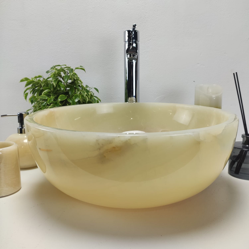 Раковина из оникса Bowl Yellow BO-60955 40x40x15 из натурального камня