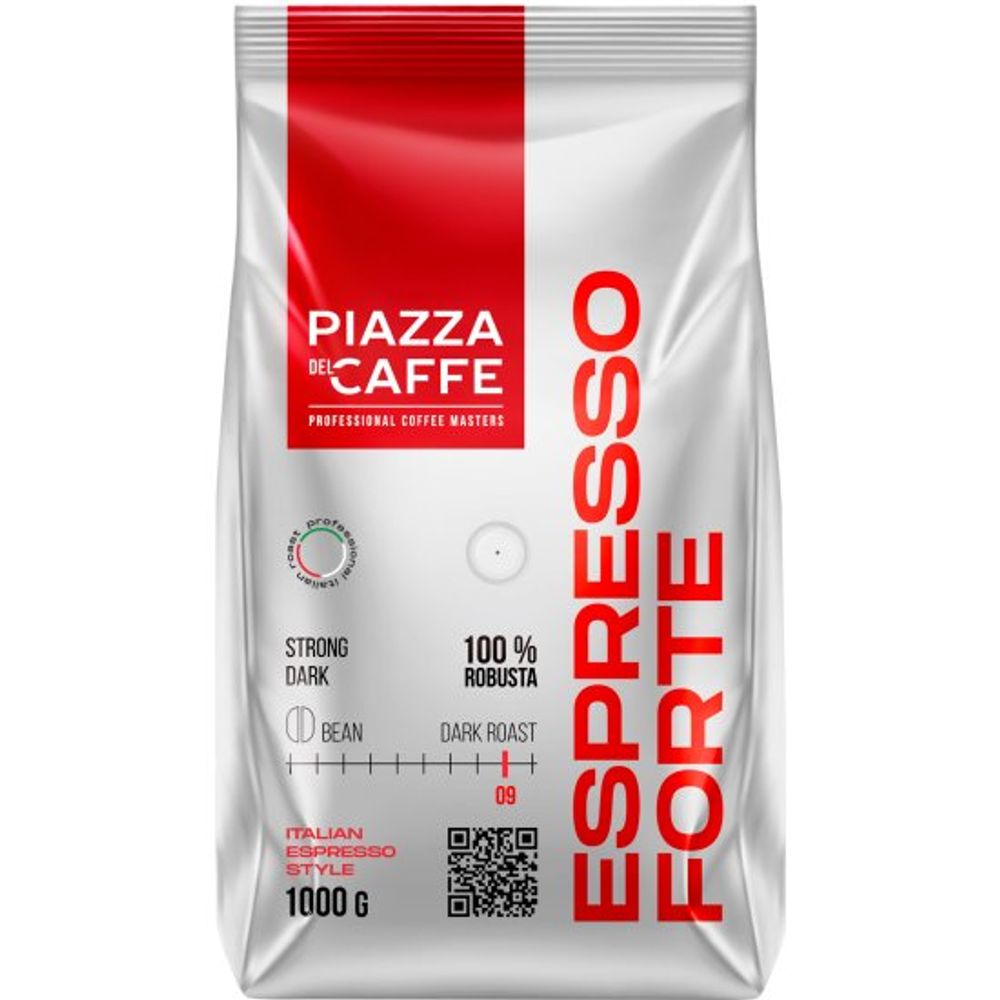 Кофе в зёрнах Piazza del Caffe Espresso Forte, тёмная обжарка, 1 кг