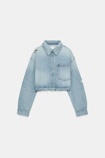 УКОРОЧЕННАЯ ДЖИНСОВАЯ КУРТКА-РУБАШКА TRF — ZARA