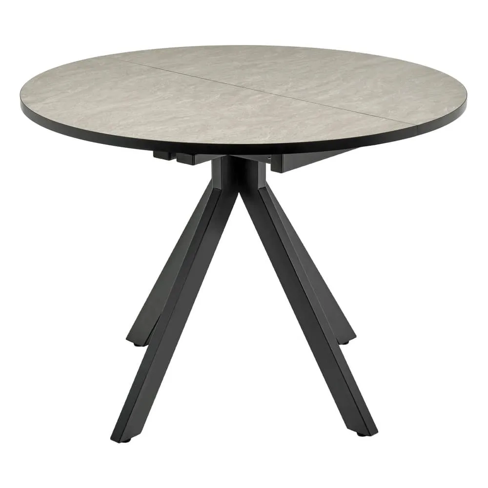 Стол Bradex Home Rudolf круглый раскладной 100-130x100x75см, Бетон слюда, чёрный