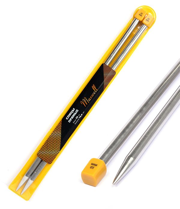 Спицы прямые Maxwell Gold, металл, 35-100 ⌀10,0 мм, 35 см (2 шт)