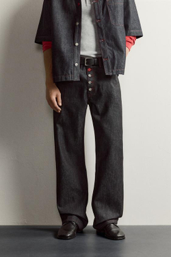 ZARA ДЖИНСЫ LOOSE FIT НА ПУГОВИЦАХ, ИНДИГО