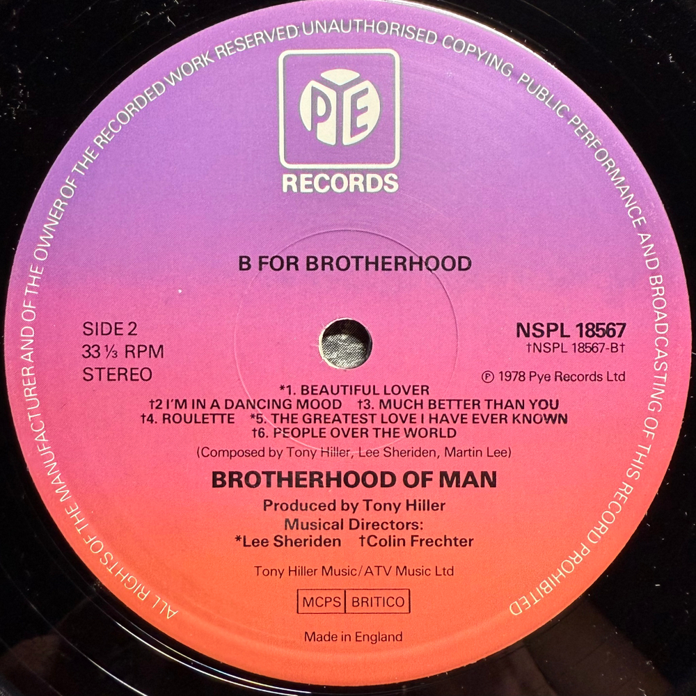 Brotherhood Of Man ‎– B For Brotherhood (Англия 1978г.)