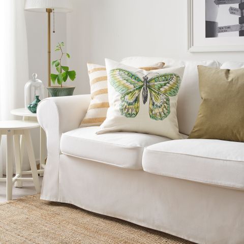 Чехол на подушку IKEA ROTFJARIL (РОТФЬЕРИЛ), Бежевый с рисунком, 50x50 см
